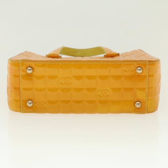 CHANEL Hand Bag Patent leather Yellow CC Auth bs5046 - Picture 5 of 16